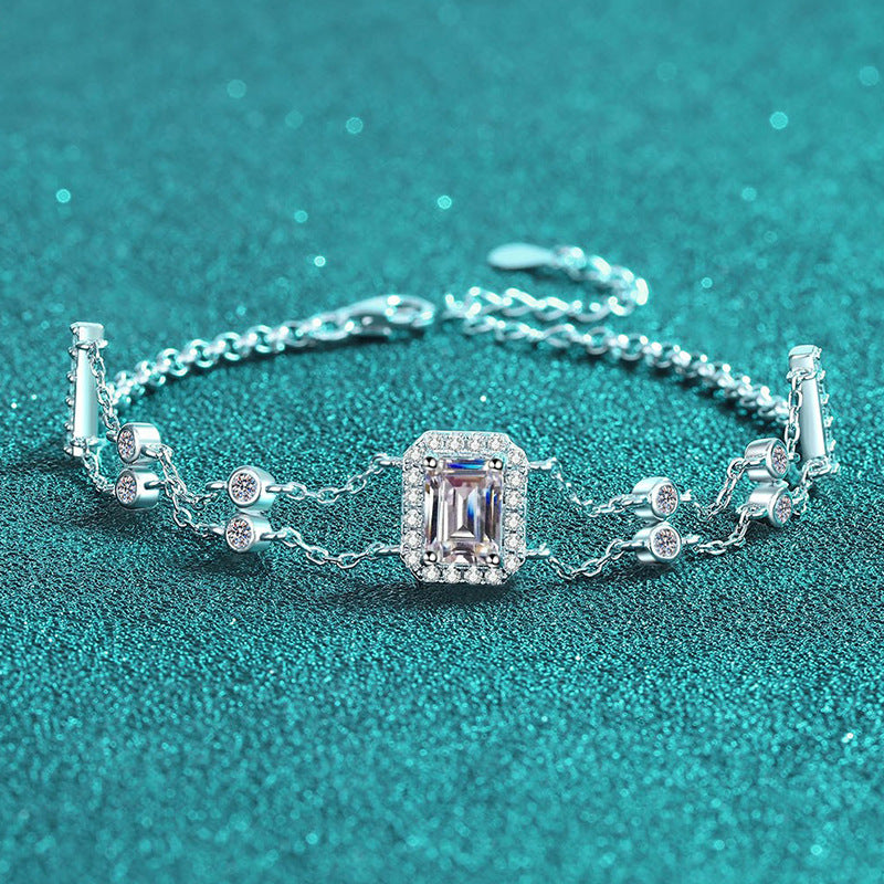 Moissanite Bracelets in 925 Sterling Silver 1ct 21cm
