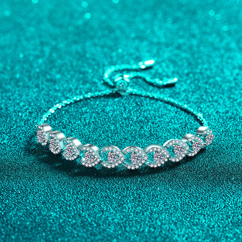 Moissanite Bracelets in 925 Sterling Silver 1ct 16+7cm