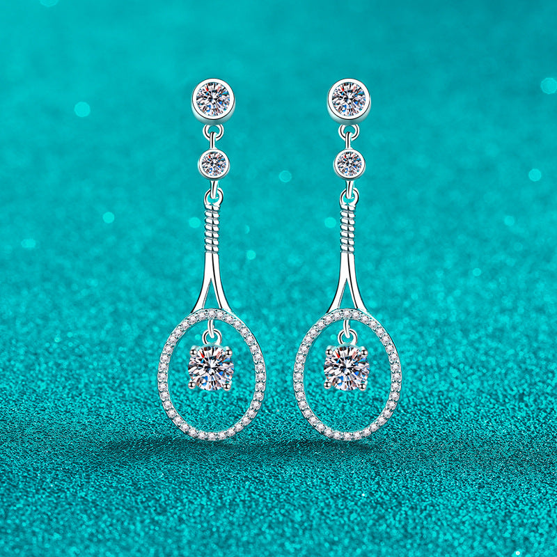 Round cut Moissanite Earrings in 925 Sterling Silver 1ct