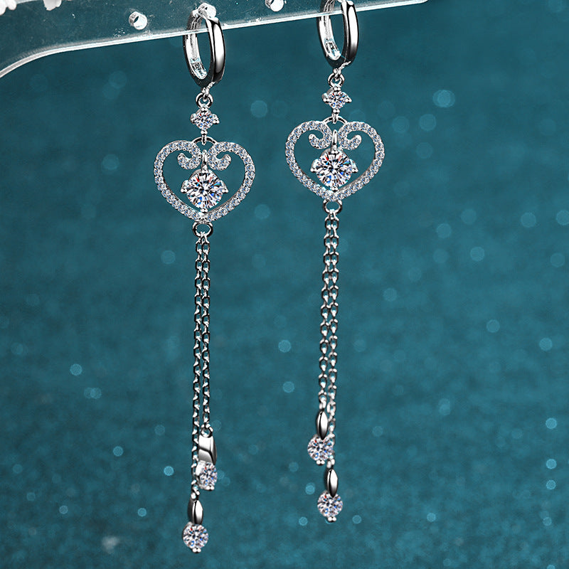Round cut Moissanite Earrings in 925 Sterling Silver 1ct
