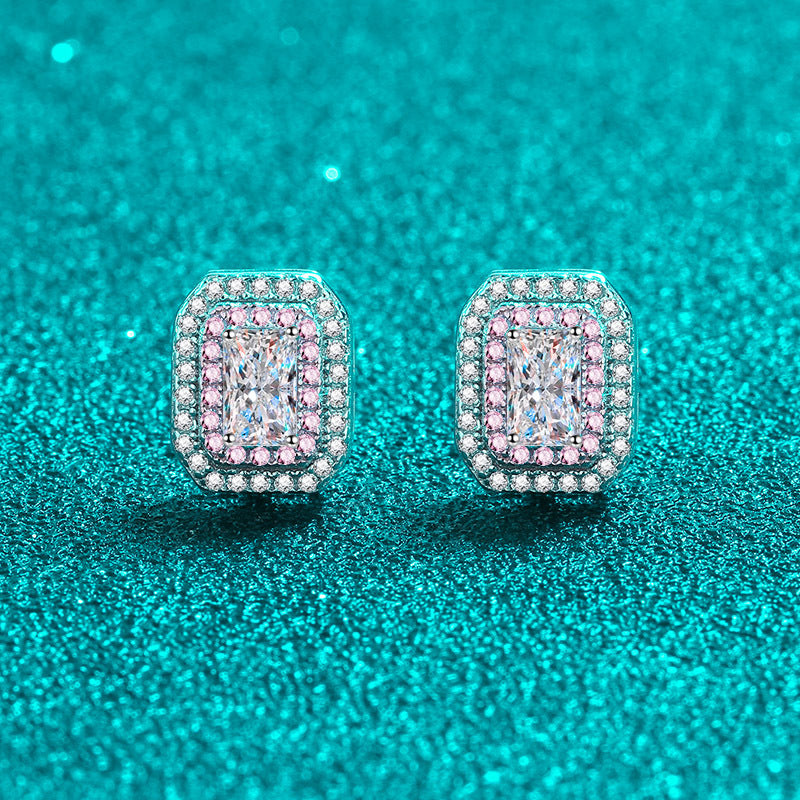 Radiant cut Moissanite Earrings in 925 Sterling Silver 1ct