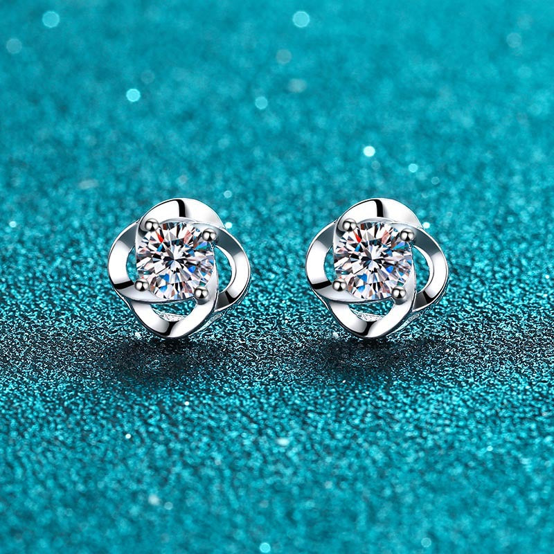 Round cut Moissanite Earrings in 925 Sterling Silver 0.6ct 1ct