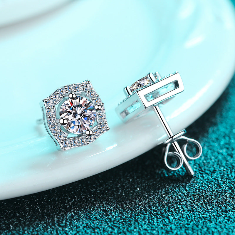 Round cut Moissanite Earrings in 925 Sterling Silver 1ct 2ct