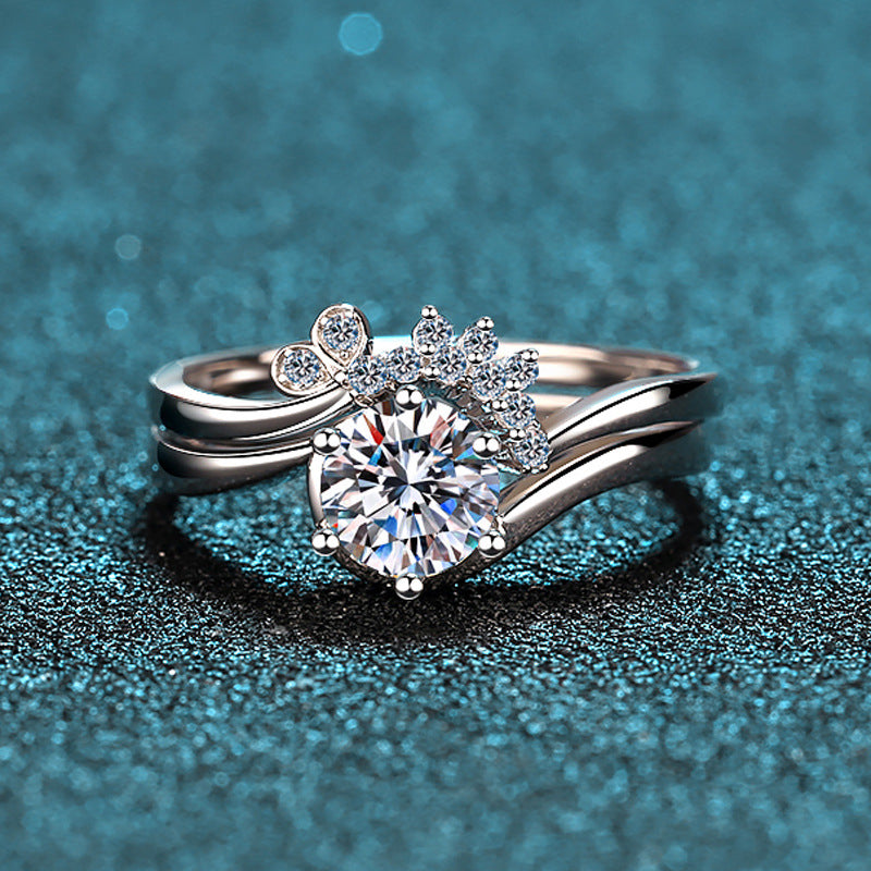 Moissanite Ring in 925 Sterling Silver 0.8ct