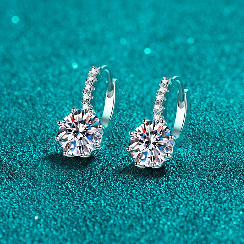 Round cut Moissanite Earrings in 925 Sterling Silver 4ct