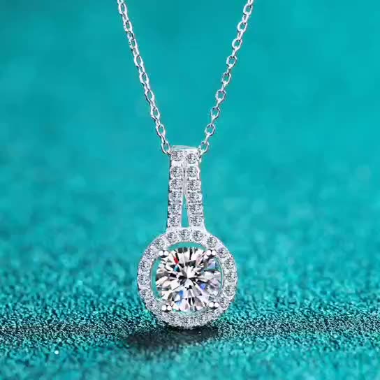 Moissanite Necklaces in 925 Sterling Silver 0.5ct 1ct 2ct 5ct