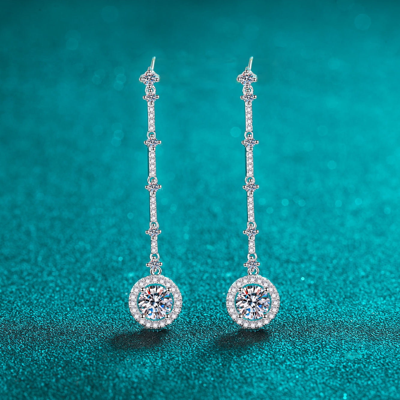 Round cut Moissanite Earrings in 925 Sterling Silver 2ct