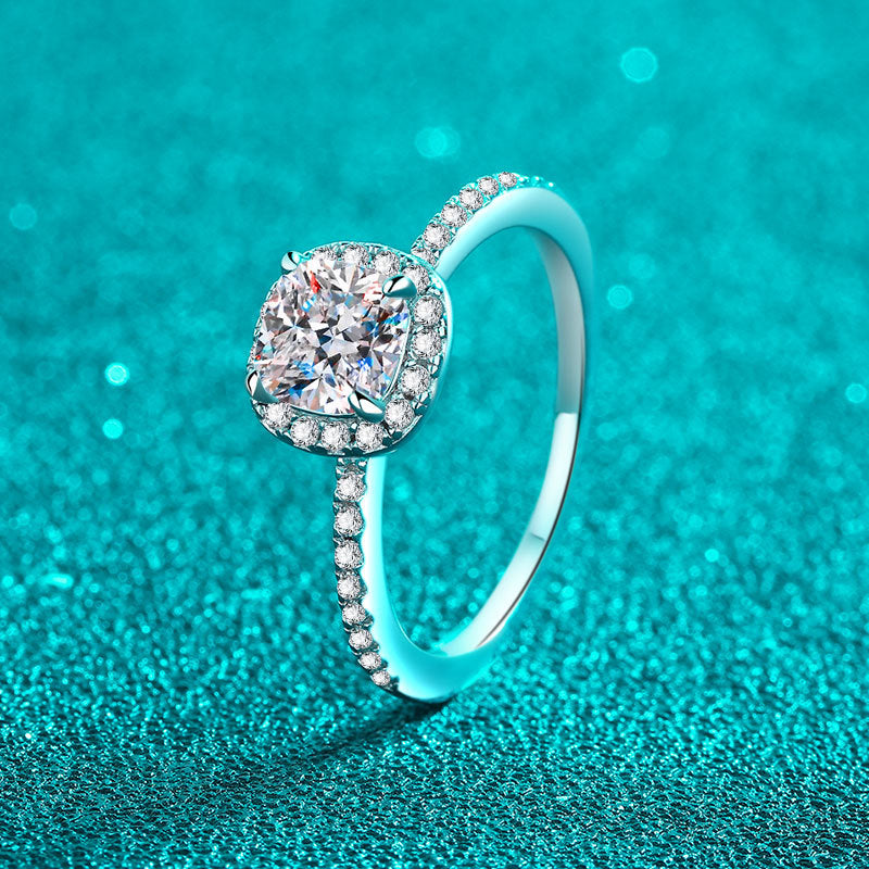 Chubby Square cut Moissanite Ring in 925 Sterling Silver 1ct