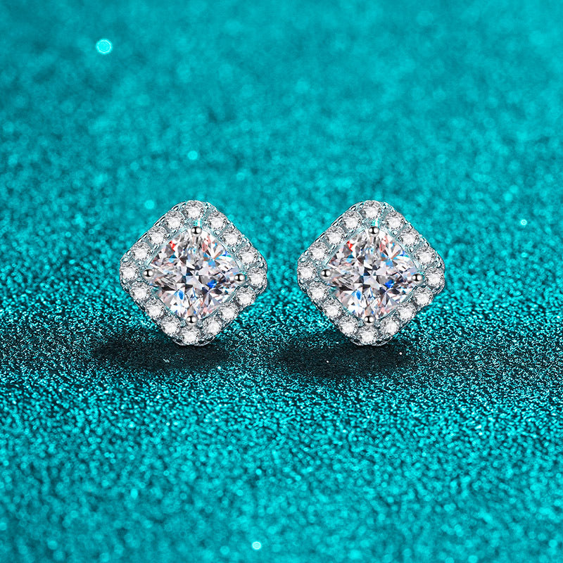 Moissanite Earrings in 925 Sterling Silver 1ct 2ct