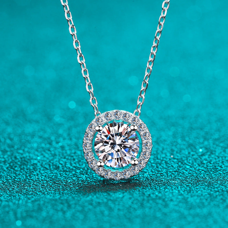 Moissanite Necklaces in 925 Sterling Silver 0.5ct 1ct 2ct