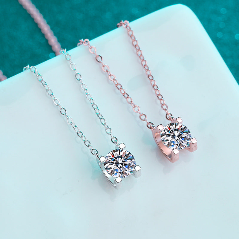 Moissanite Necklaces in 925 Sterling Silver 0.5ct 1ct 2ct