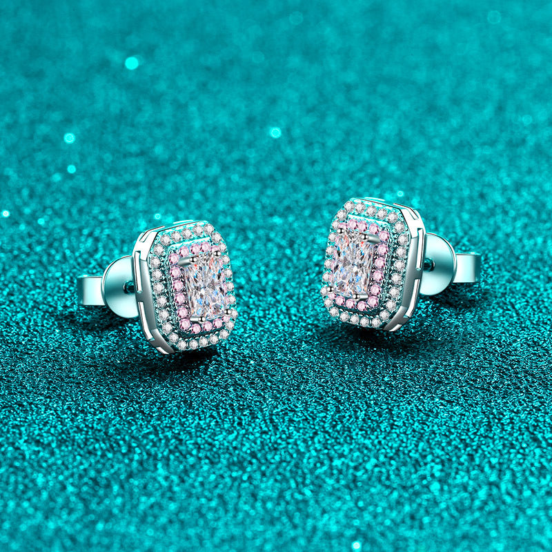 Radiant cut Moissanite Earrings in 925 Sterling Silver 1ct