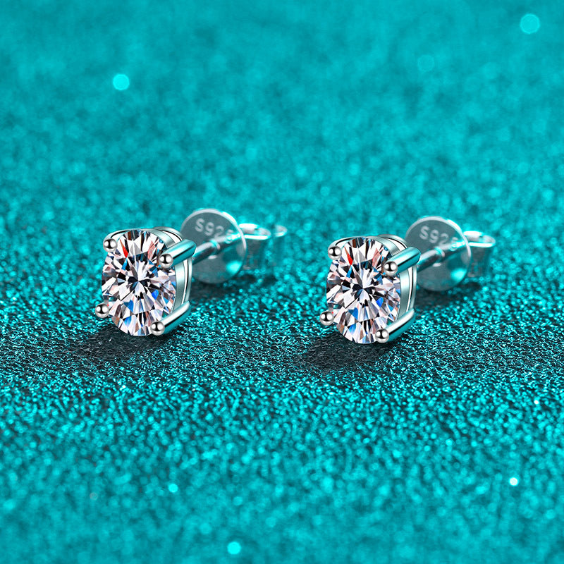 Oval cut Moissanite Earrings in 925 Sterling Silver 1ct 2ct 4ct