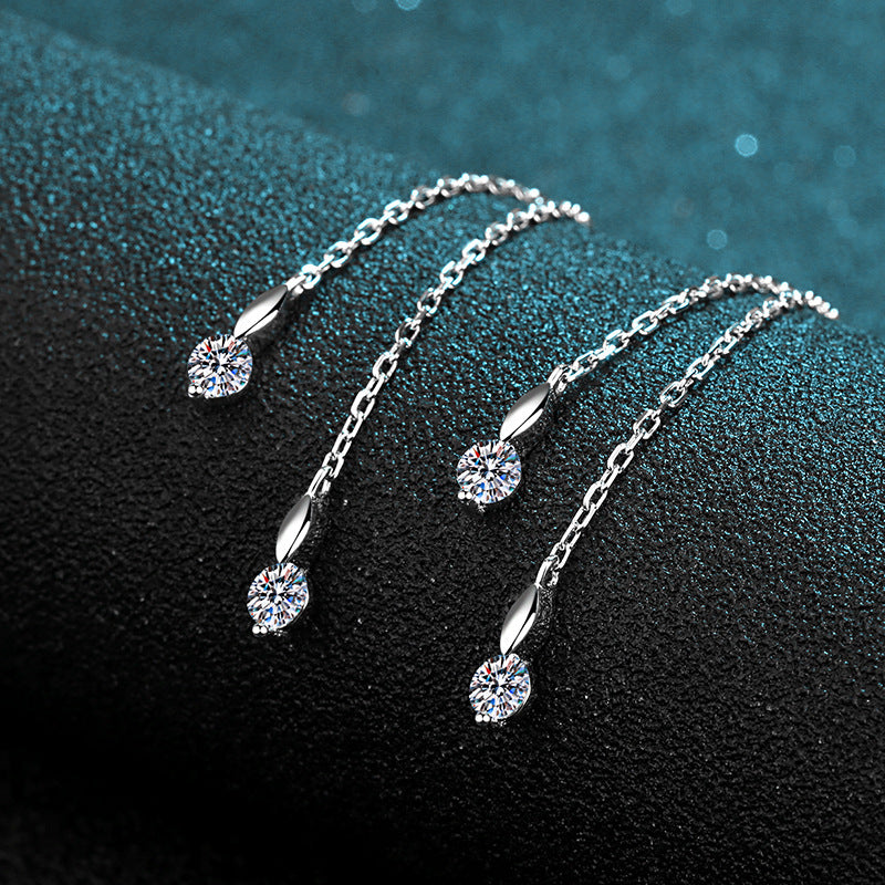 Round cut Moissanite Earrings in 925 Sterling Silver 1ct
