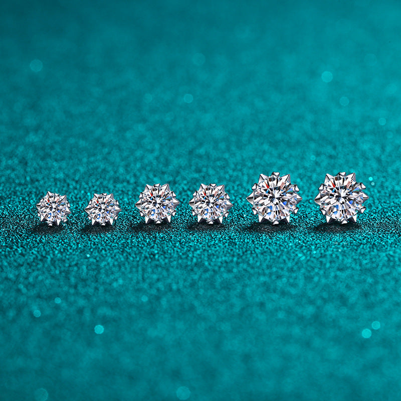 Round cut Moissanite Earrings in 925 Sterling Silver 0.6ct 1ct 2ct 3ct 4ct