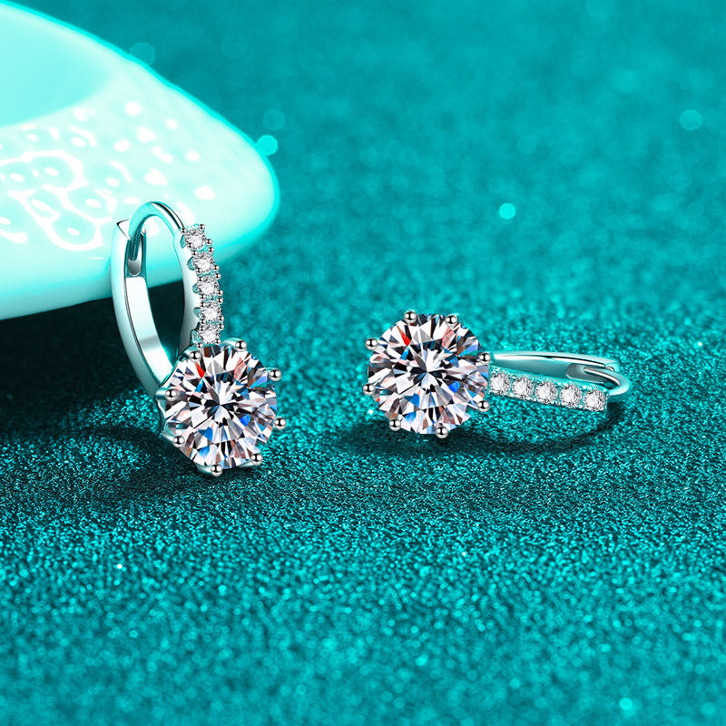 Round cut Moissanite Earrings in 925 Sterling Silver 4ct