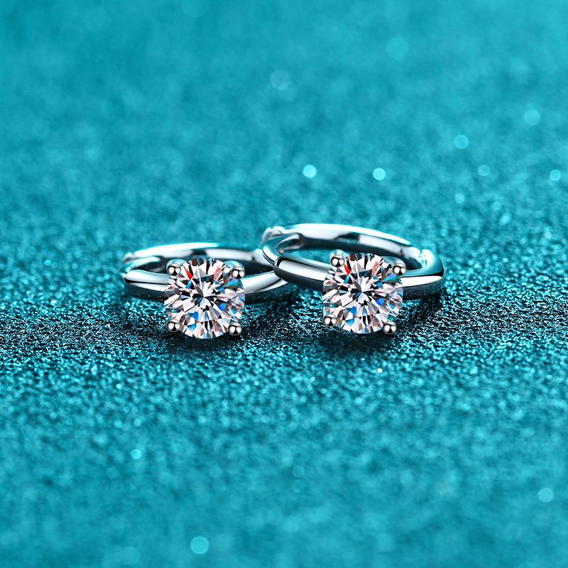 Round cut Moissanite Earrings in 925 Sterling Silver 1ct 2ct