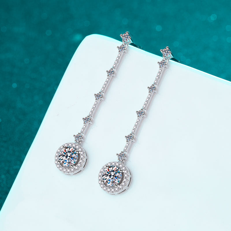 Round cut Moissanite Earrings in 925 Sterling Silver 2ct