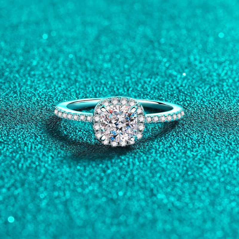 Chubby Square cut Moissanite Ring in 925 Sterling Silver 1ct