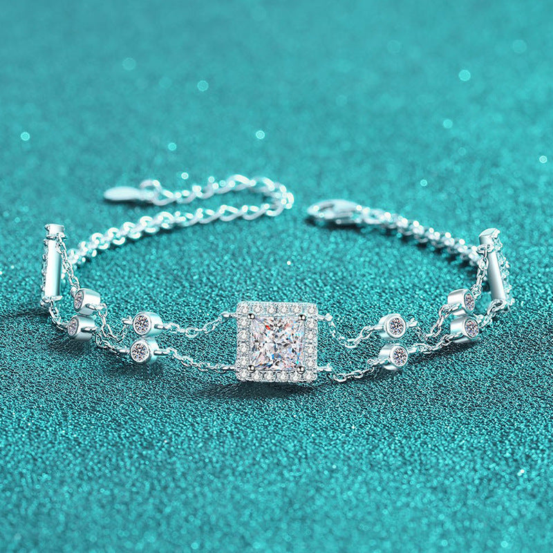 Moissanite Bracelets in 925 Sterling Silver 1ct 21cm