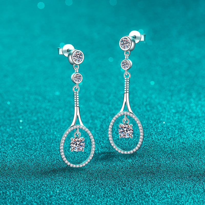 Round cut Moissanite Earrings in 925 Sterling Silver 1ct