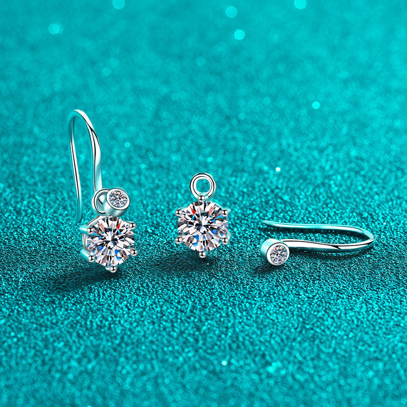 Round cut Moissanite Earrings in 925 Sterling Silver 1.12ct 2.12ct 4.12ct