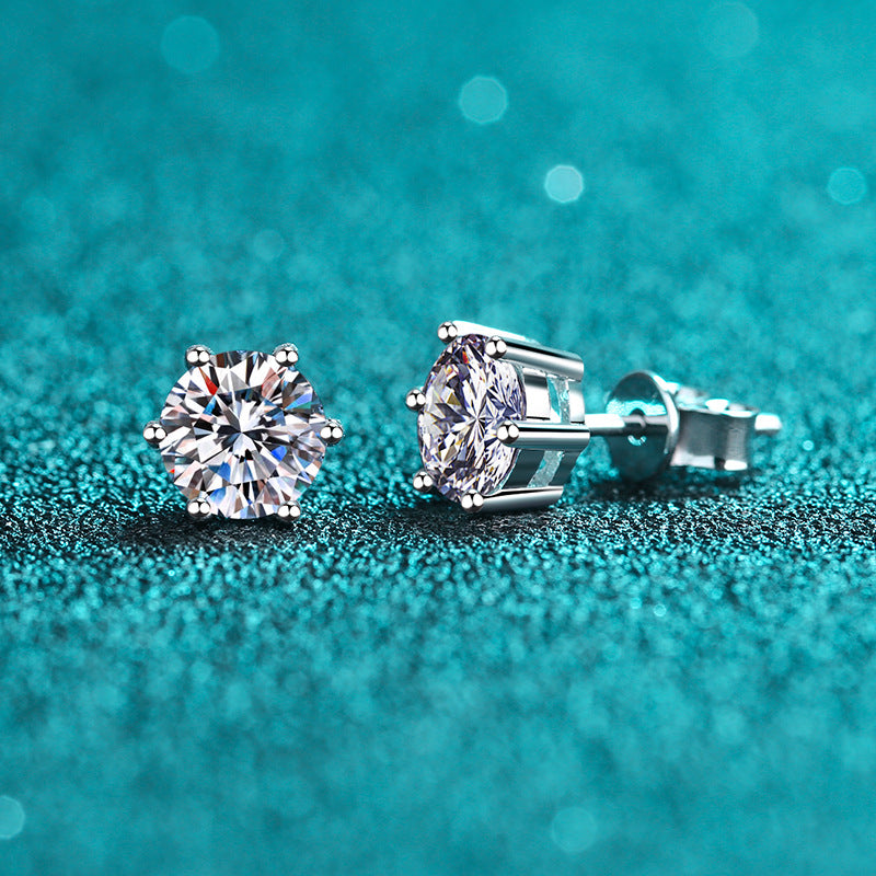 Round cut Moissanite Earrings in 925 Sterling Silver 0.4ct 0.6ct 1ct 1.6ct 2ct 4ct