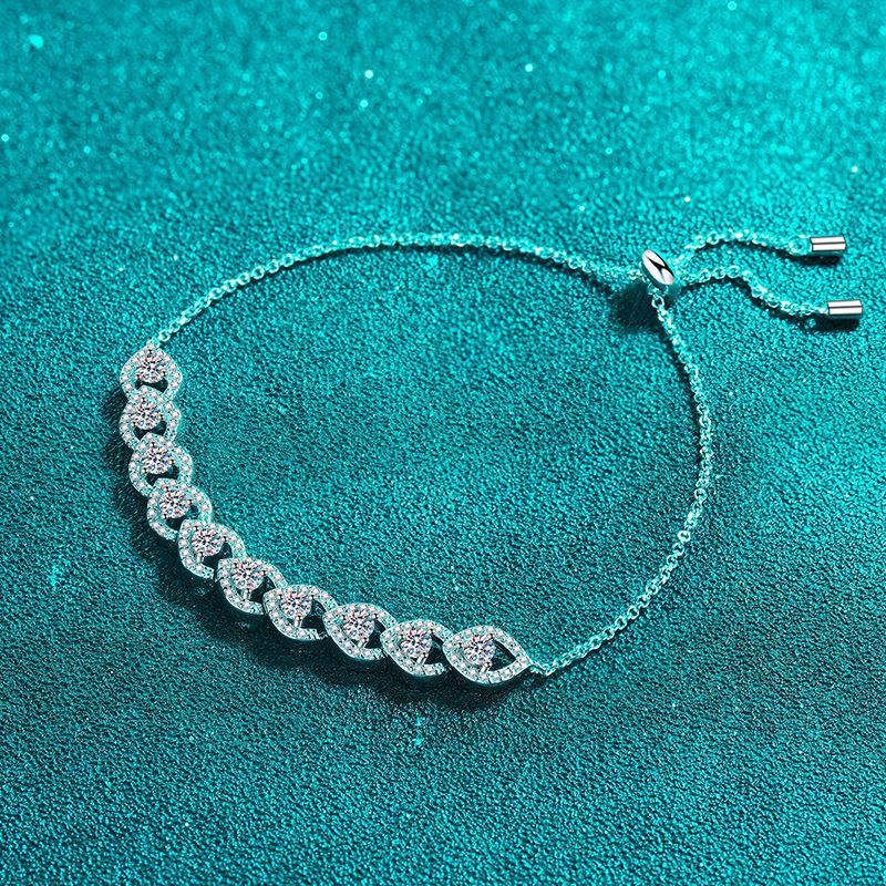 Moissanite Bracelets in 925 Sterling Silver 1ct 16+7cm