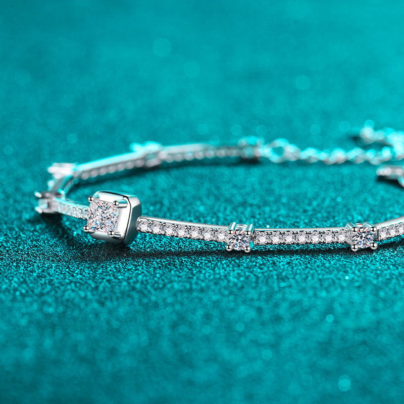 Moissanite Bracelets in 925 Sterling Silver 1.88ct 20cm