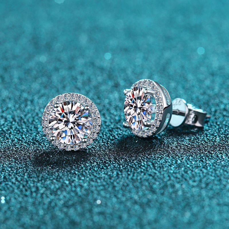 Round cut Moissanite Earrings in 925 Sterling Silver 1ct 2ct 4ct