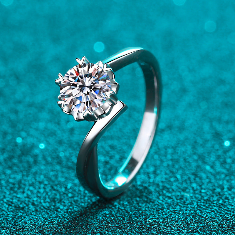 Round cut Moissanite Ring in 925 Sterling Silver 0.3ct 0.5ct 1ct 2ct