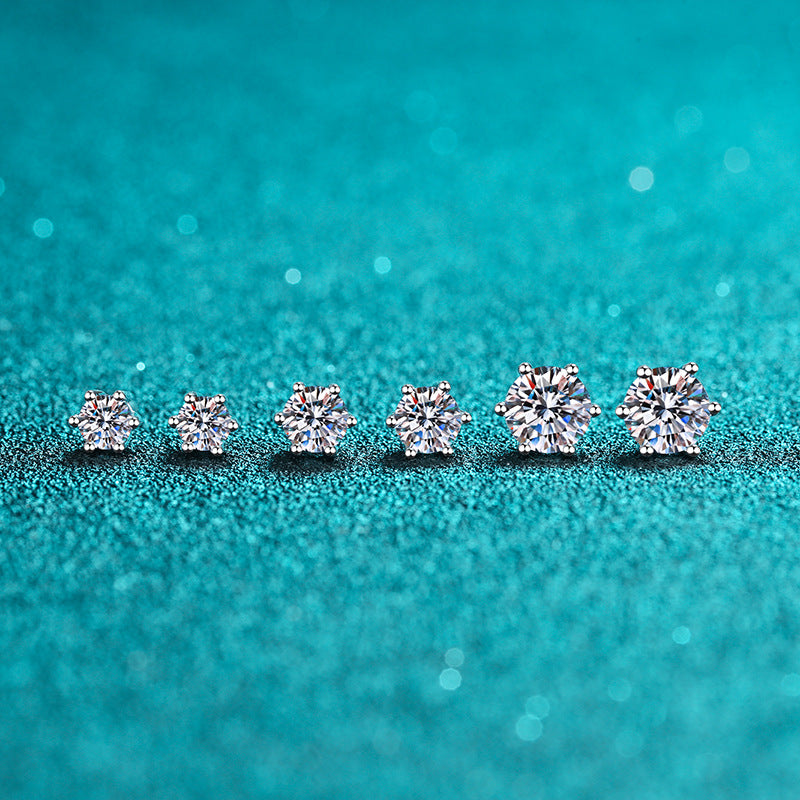 Round cut Moissanite Earrings in 925 Sterling Silver 0.4ct 0.6ct 1ct 1.6ct 2ct 4ct
