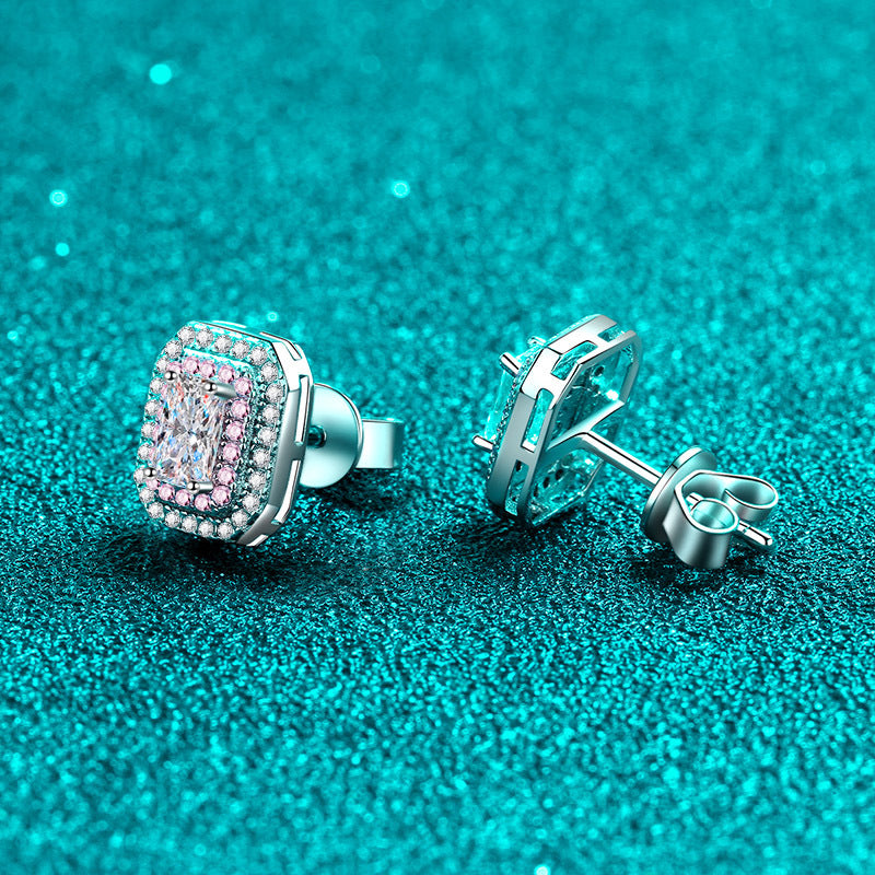 Radiant cut Moissanite Earrings in 925 Sterling Silver 1ct