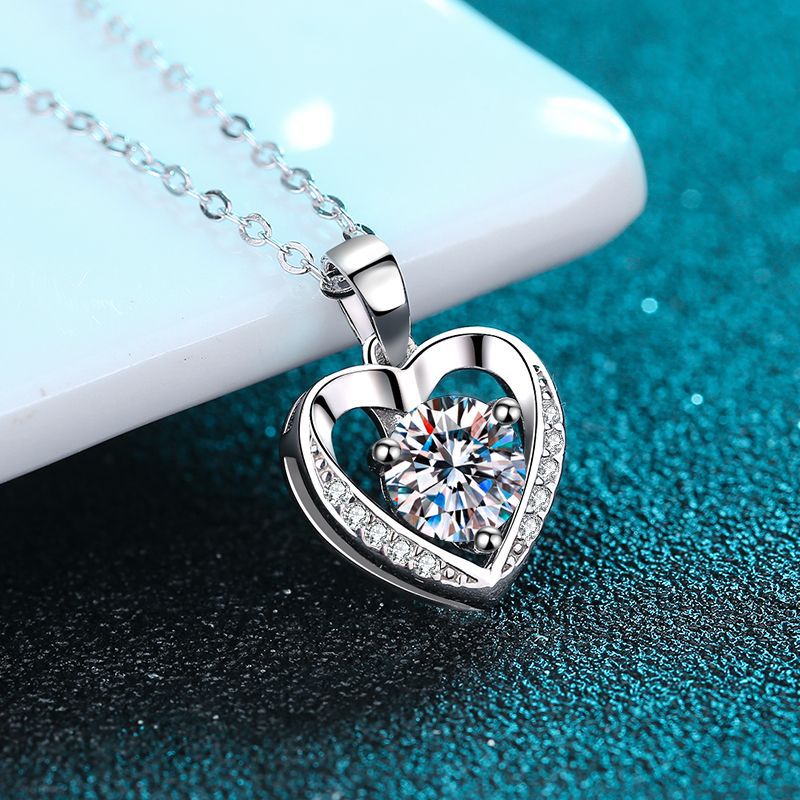 Moissanite Necklaces in 925 Sterling Silver 1ct 2ct