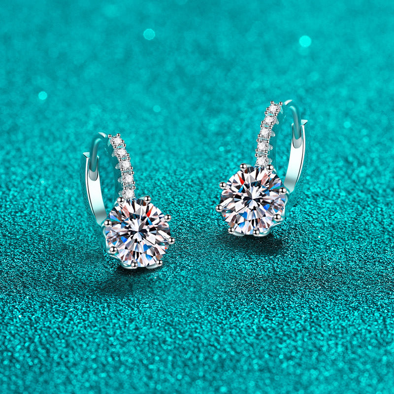 Round cut Moissanite Earrings in 925 Sterling Silver 4ct
