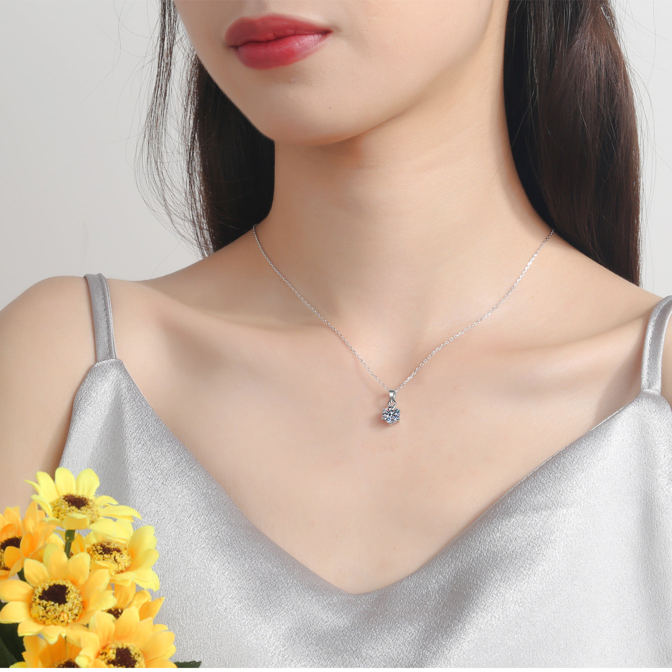 Moissanite Necklaces in 925 Sterling Silver 0.5ct 1ct 2ct 3ct 5ct