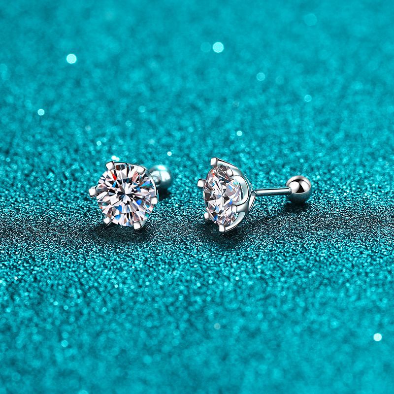Round cut Moissanite Earrings in 925 Sterling Silver 0.4ct 0.6ct 1ct 1.6ct 2ct 4ct