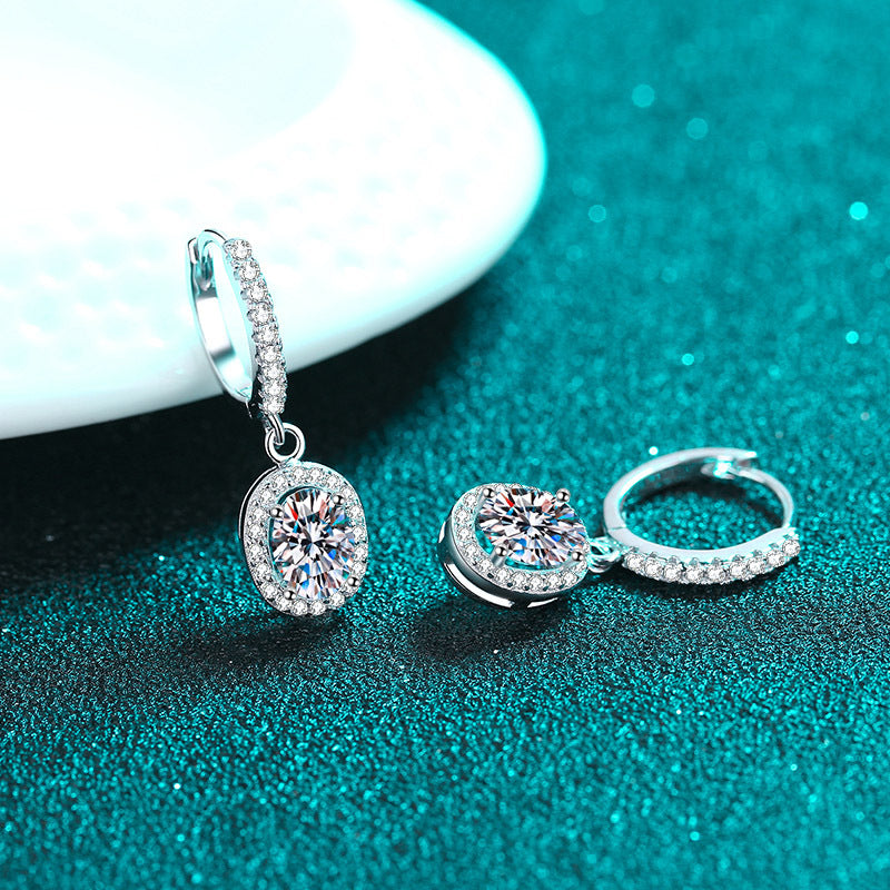 Oval cut Moissanite Earrings in 925 Sterling Silver 2ct