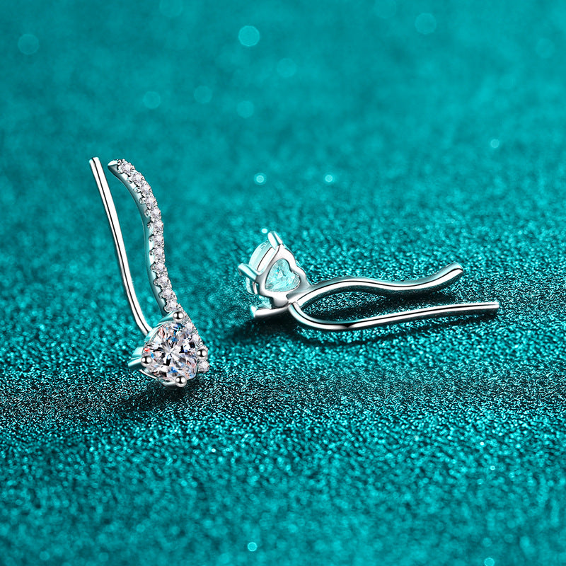 Round cut Moissanite Earrings in 925 Sterling Silver 1ct