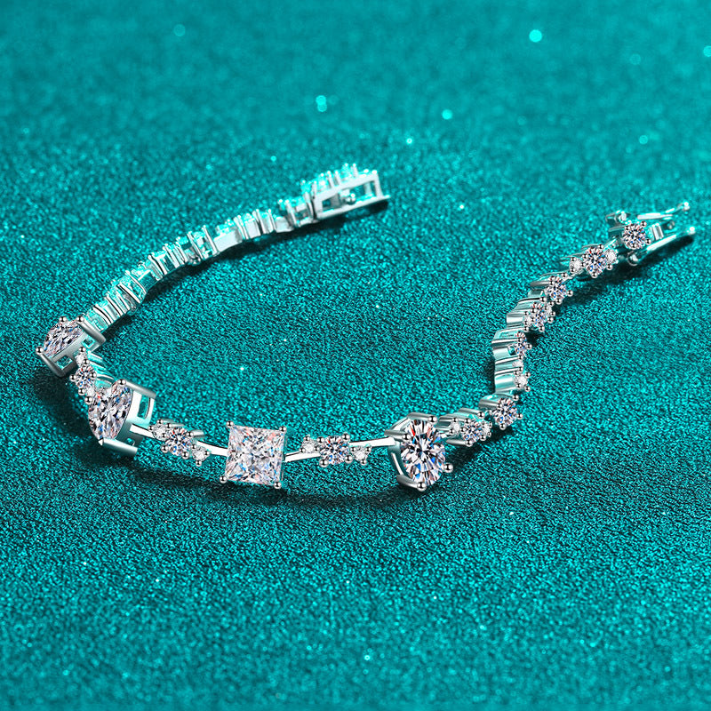 Moissanite Bracelets in 925 Sterling Silver 6.43ct 18cm