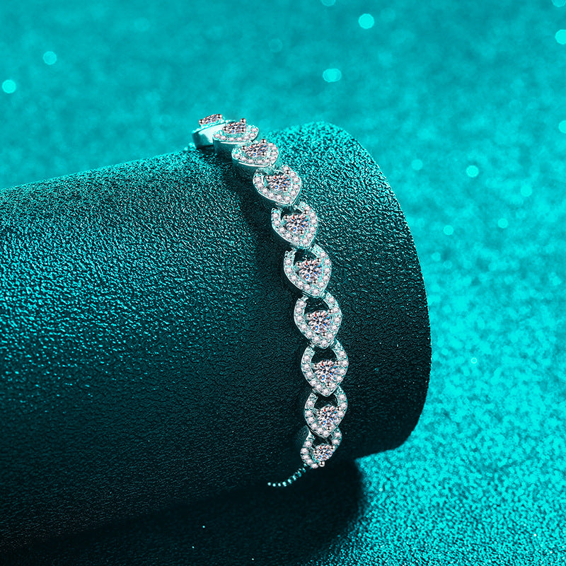 Moissanite Bracelets in 925 Sterling Silver 1ct 16+7cm