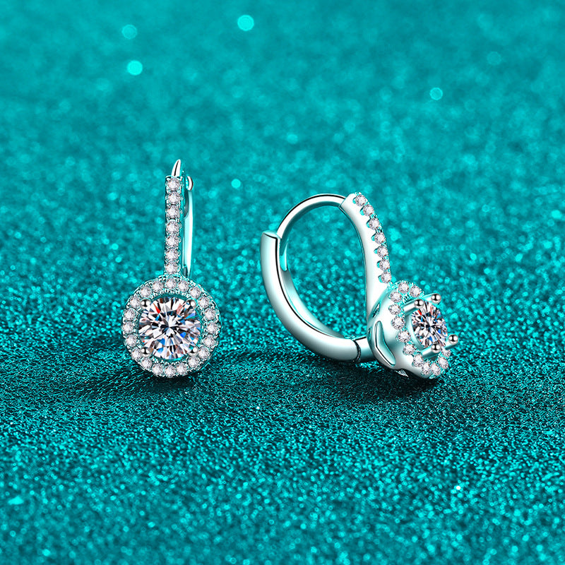 Round cut Moissanite Earrings in 925 Sterling Silver 1ct