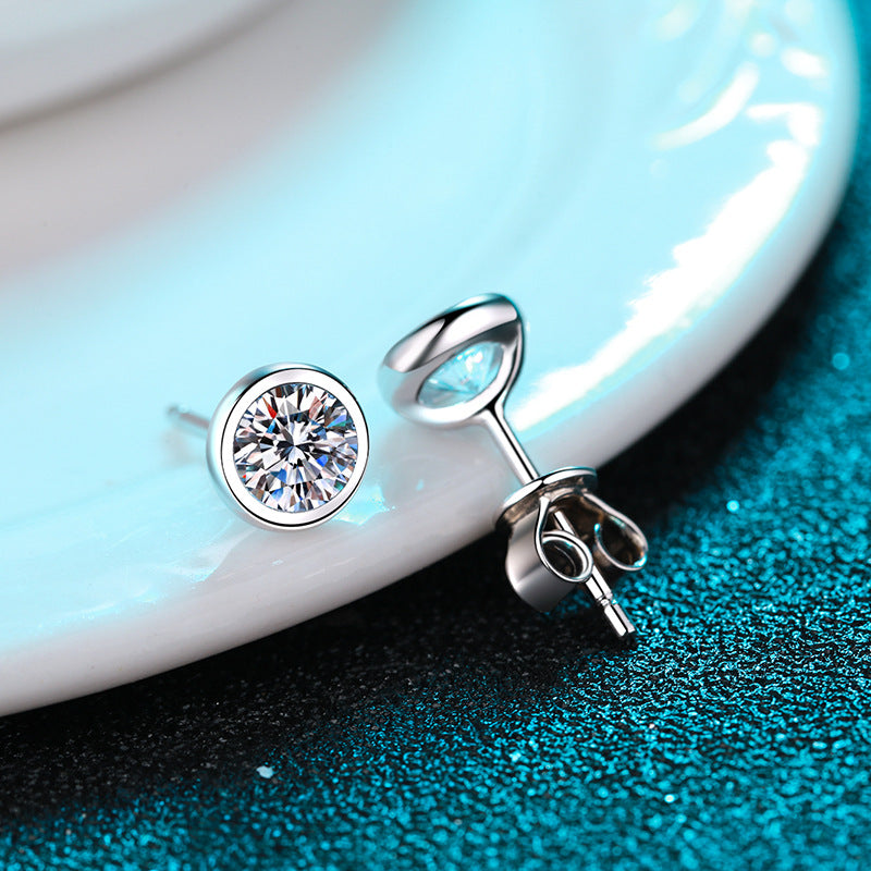 Round cut Moissanite Earrings in 925 Sterling Silver 0.6ct 1ct 2ct