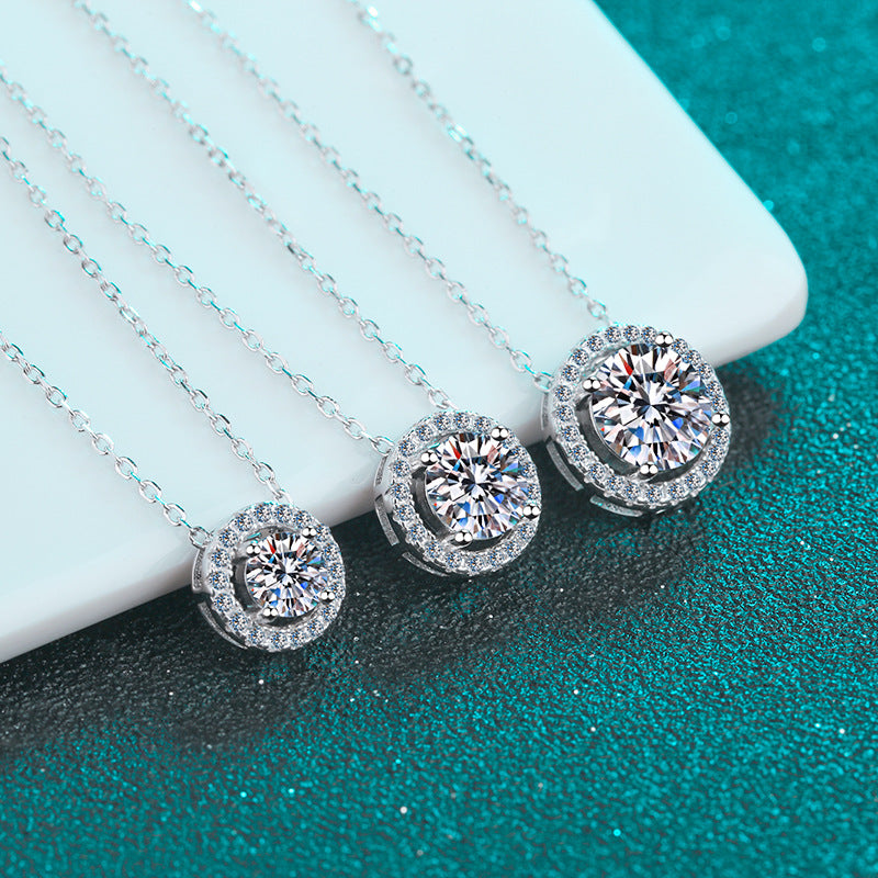 Moissanite Necklaces in 925 Sterling Silver 0.5ct 1ct 2ct