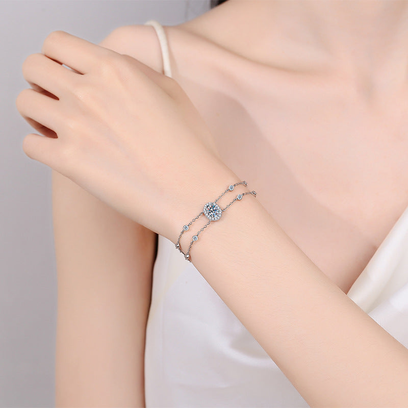 Moissanite Bracelets in 925 Sterling Silver 1ct 16+5cm