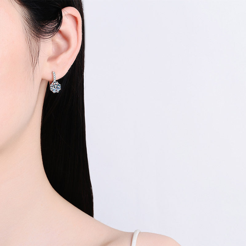 Round cut Moissanite Earrings in 925 Sterling Silver 4ct