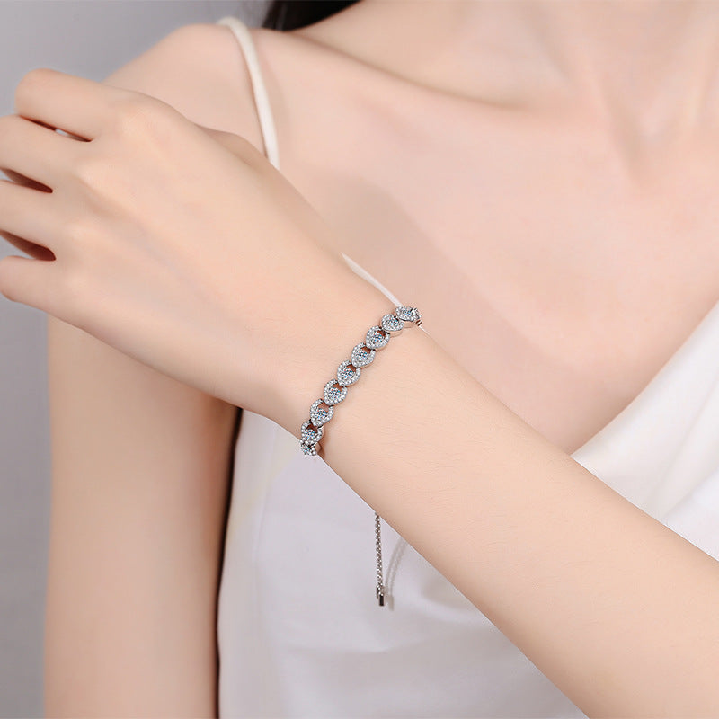 Moissanite Bracelets in 925 Sterling Silver 1ct 16+7cm