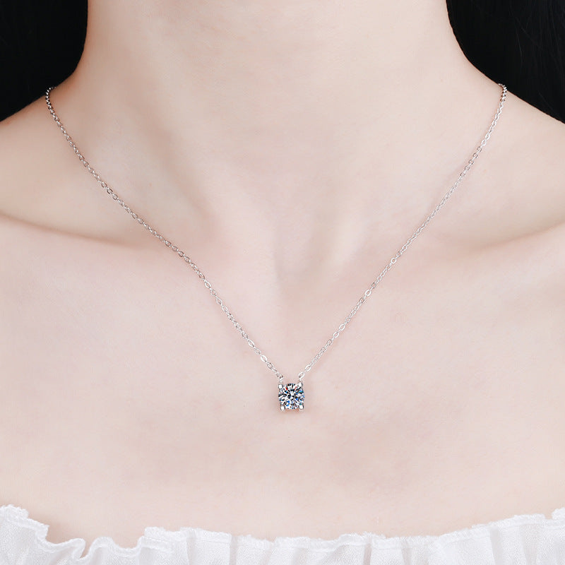 Moissanite Necklaces in 925 Sterling Silver 0.5ct 1ct 2ct