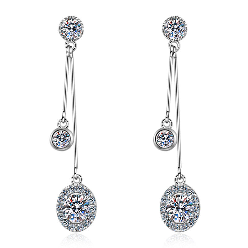 Round cut Moissanite Earrings in 925 Sterling Silver 1ct