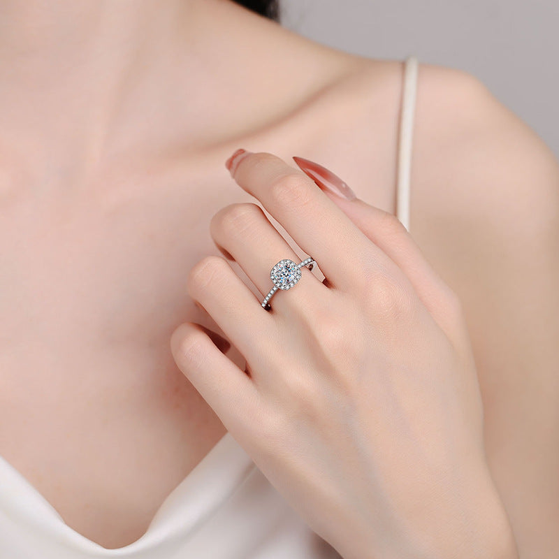 Chubby Square cut Moissanite Ring in 925 Sterling Silver 1ct